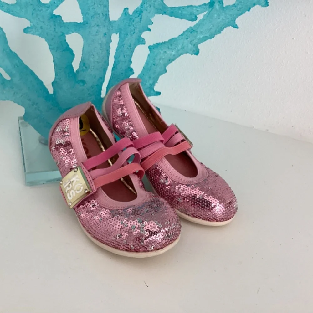 REDUCED NEW TODDLER GIRL MICHAEL KORS PINK SEQUENCE EMBELLISHED FLATS SHOES SZ 9